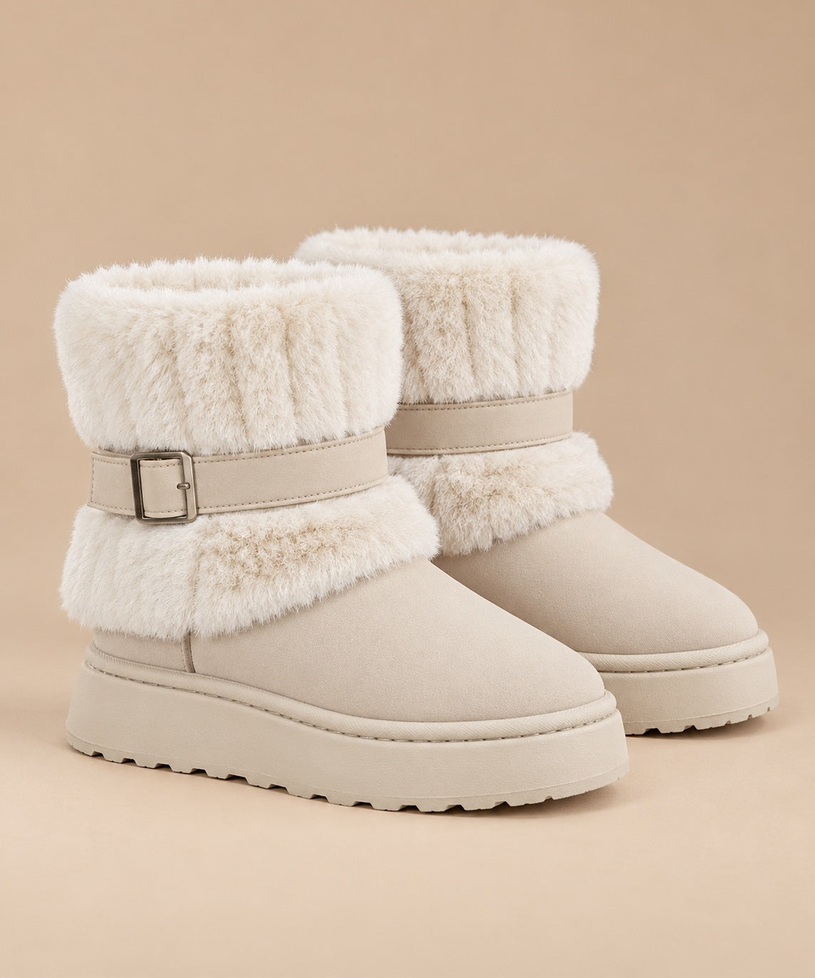 Women's Winter Snow Boots with Fur Trim and Slip-On Design