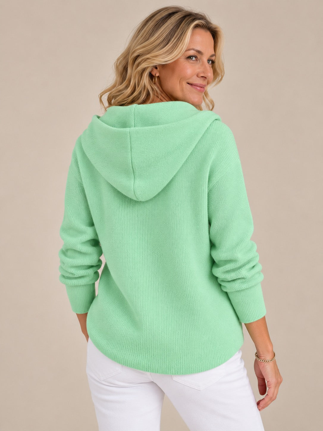 Women's Long Sleeve Hooded Cardigan with Button Closure